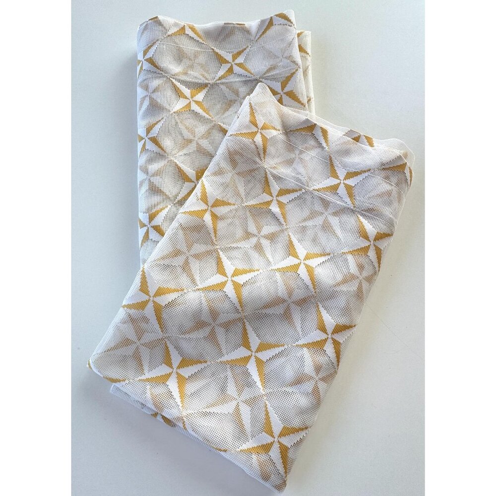 Vintage 60s starburst curtains, yellow, white starburst pattern, MCM, pair